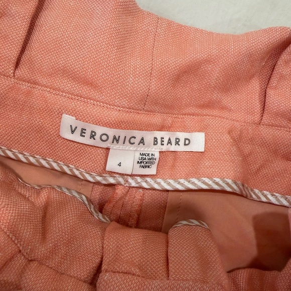 Veronica Beard Coral Linen Shorts with Belt - Picture 8 of 11